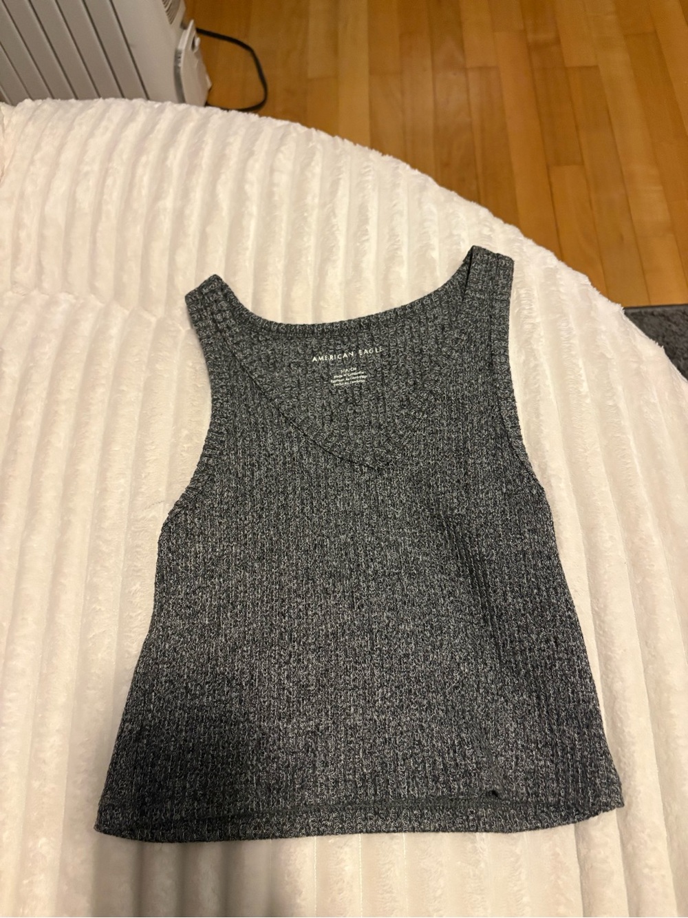 American Eagle Outfitters Charcoal Ribbed Tank Top